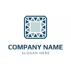 Stone Logo Blue Frame and Stone logo design