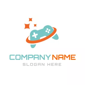 Gaming - Blue Gamepad & Orange Star logo design
