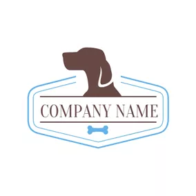 Bones Logo Blue Hexagon and Brown Dog Face logo design