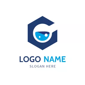 Chemistry Logo Blue Hexagon and Chemistry logo design