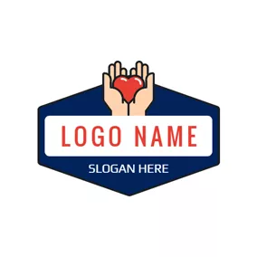 Non-profit Logo Blue Hexagon and Opened Hand logo design