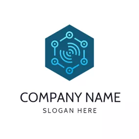 IT Logo Blue Hexagon and Signal logo design