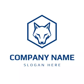動物園logo Blue Hexagonal Fox logo design