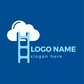 Weather Logo Blue Ladder and White Cloud logo design