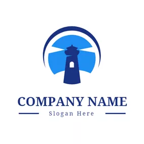 Light Logo Blue Lamplight and Lighthouse logo design