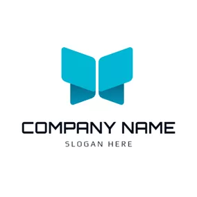筆記本電腦logo Blue Laptop and Butterfly logo design