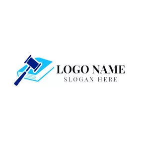 Attorney & Law Logo Blue Law Book and Lawyer logo design