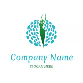 Body Logo Blue Leaf and Green Woman logo design