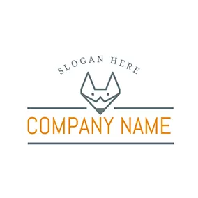 Origami Logo Blue Line Fox Head Icon logo design