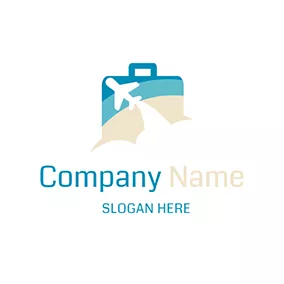 Travel Agency Logo Blue Luggage and White Airplane logo design