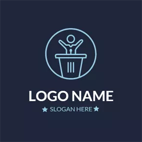 Election Logo Blue Microphone and Desk logo design