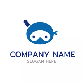 Ninja Logo Blue Ninja Head Icon logo design