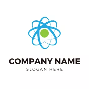 Orbit Logo Blue Orbit and Green Atom logo design