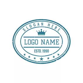 Art - Blue Oval Stamp With Crown logo design