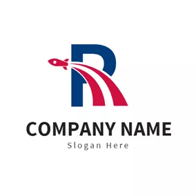 Science & Technology Logo Blue P and Red Rocket logo design
