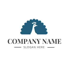 Peacock Logo Blue Peacock Feather and Head logo design