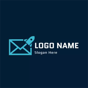Flugzeuglogo Blue Plane and Envelope logo design