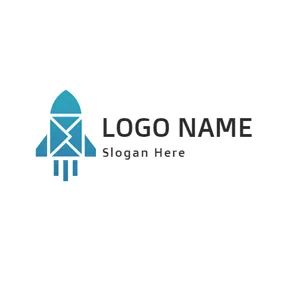 Mail Logo Blue Plane and Letter logo design