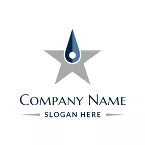 Point Logo Blue Pointer and Gray Star logo design