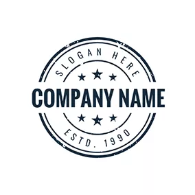 Art - Blue Postmark With Star logo design