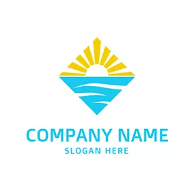 Sunshine Logos Blue River and Yellow Sun logo design