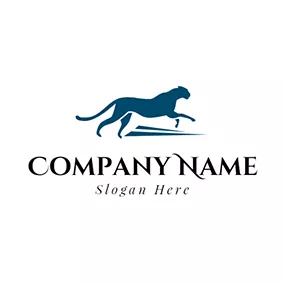 Running Logo Blue Running Tiger Icon logo design