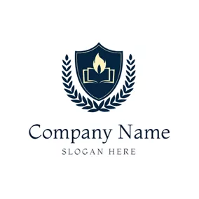 学校ロゴ Blue School Badge and Book logo design