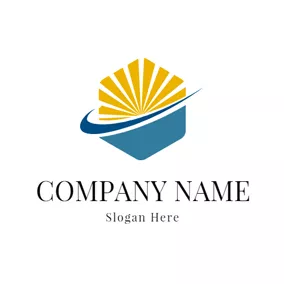 Ray Logo Blue Sea and Yellow Ray logo design