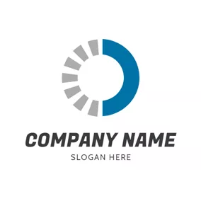 圆形Logo Blue Semicircle and Half Disconnected Grey Round logo design
