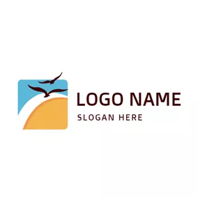 Strand Logo Blue Sky and Yellow Beach logo design