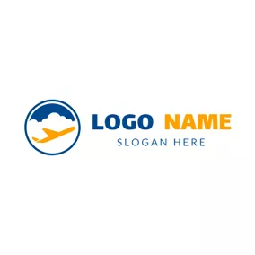 Transportation Logo Blue Sky and Yellow Plane logo design