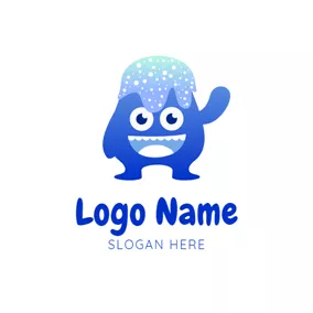 Slime Logo Blue Slime Monster logo design