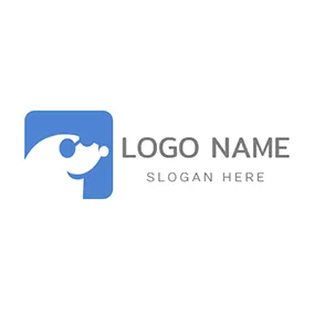 Mole Logo Blue Square and Mole Outline logo design