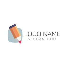 Logótipo Blogue Blue Square and Red Pen logo design