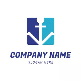 Anker Logo Blue Square and White Anchor logo design