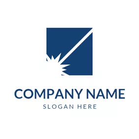 Science & Technology Logo Blue Square and White Laser logo design