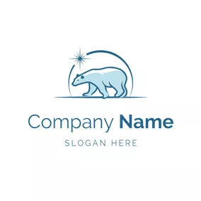 Polar Bear Logo Blue Star and Polar Bear logo design