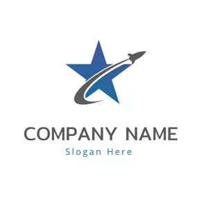 Space Logo Blue Star and Rocket logo design