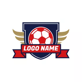Club Logo Blue Star Badge and Red Football logo design