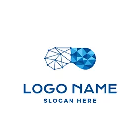VR Logo Blue Structure and Unique Vr Glasses logo design