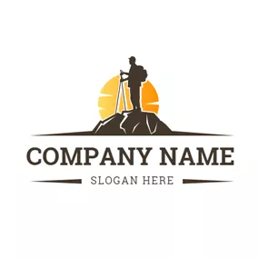 Peak Logo Blue Sun and Black Mountain logo design