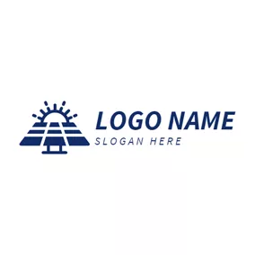 Solar Logo Blue Sun and Solar Panel logo design