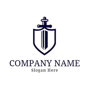 Abstract Logo Blue Sword and Shield logo design