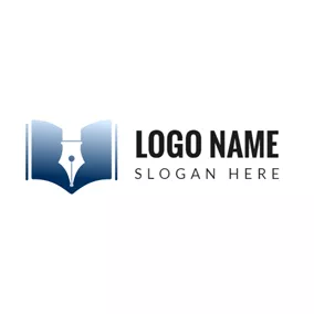 Reading Logo Blue Symmetric Graph and White Pen logo design