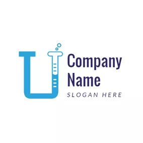 Logótipo U Blue Thermometer and Letter U logo design