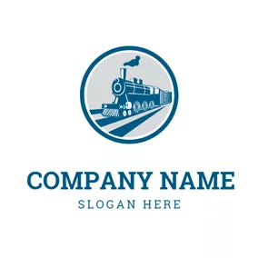 Train Logo Blue Train and Railway logo design