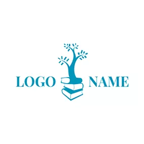 Art - Blue Tree  & Book logo design