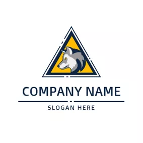 動物園logo Blue Triangle and Gray Wolf logo design