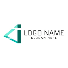 Letter Logo Blue Triangle and Green Letter I logo design