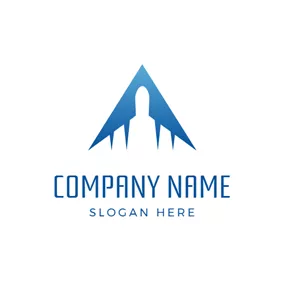 Flugzeuglogo Blue Triangle and White Airplane logo design